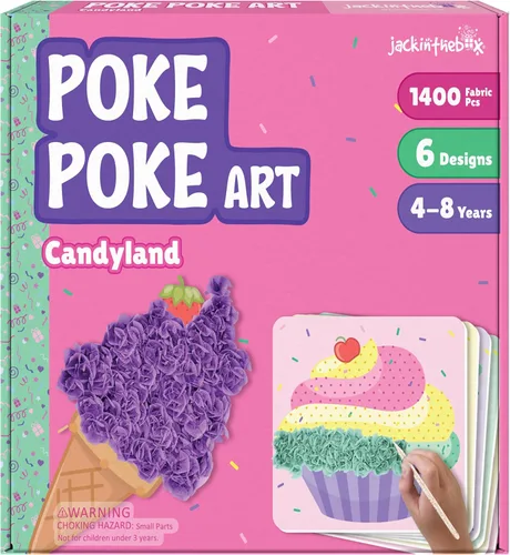 jackinthebox Poke Poke Art para niños - Tema Candyland, Arte y Manualidades de tela sin desorden, Kits de prensado de flores, regalo para niños,