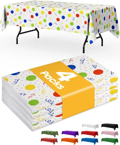 Miniatura 12 de Niuara Mantel de bandera estadounidense, paquete de 4 manteles patrióticos desechables de 54 x 108 pulgadas para mesas de 6 pies, decoraciones del 4