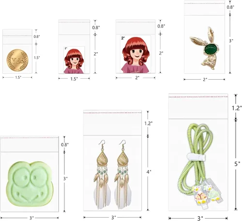 Miniatura 3 de Bolsas de celofán transparente de 1.5 x 2 pulgadas, 200 piezas pequeñas autoadhesivas para violonchelo, bolsas de polietileno OPP adhesivas de 1 mil