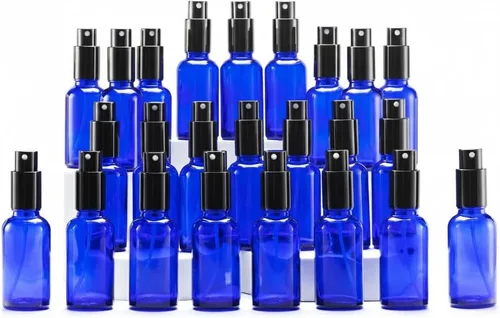 Miniatura 26 de YIZHAO Botellas de vidrio ámbar de 1 oz, con pequeño aerosol de niebla fina, tapa de metal, recargable para aceite esencial, viajes, limpieza