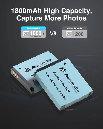 Miniatura 5 de NB-6LH - Paquete de 2 baterías mejoradas compatibles con cámaras Canon Powershot S120 SX510 HS SX280 HS SX500 es SX700 D20 S90 D30 ELPH 500 SX270