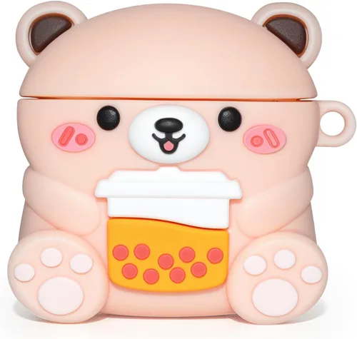 Miniatura 4 de Linda funda para Airpods 4, Boba Tea Bear AirPods de 4ª generación (2024), divertida funda de animales de dibujos animados en 3D, protección