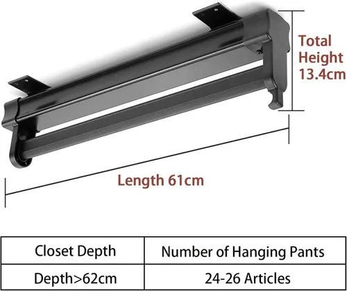 Miniatura 2 de Barra extensible para ropa con pista deslizante, barra de valet extraíble ajustable de 10.2-2.4 in, barra de perchero para ropa, soporte de carga