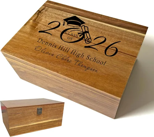 Miniatura 74 de Caja de madera grabada personalizada grande – Caja de recuerdo de madera de acacia con mensaje oculto personalizado, cajas de memoria de nogal
