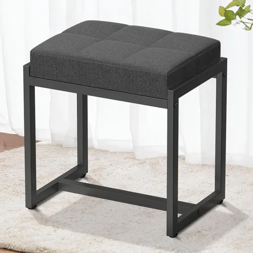 Miniatura 8 de Taburete de tocador, taburetes de silla de tocador para sala de maquillaje, taburete cuadrado de lino para tocador, otomanos pequeños acolchados