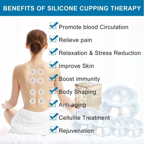 Miniatura 3 de Shinefuture Juego de terapia de ventosas, kit de 5 piezas de silicona para masaje, masajeador de celulitis, ventosas para masaje corporal