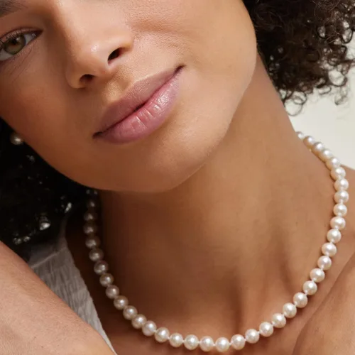 Miniatura 28 de The Pearl Source Real Pearl Necklace for Women with AAA+ Quality Round White Freshwater Genuine Cultured Pearls