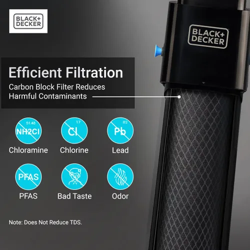 Miniatura 7 de BLACK+DECKER Filtro de agua para debajo del fregadero de 15 pulgadas 2 años Reduce cloramina, cloro, plomo, PFAS, mal sabor y olor Filtro