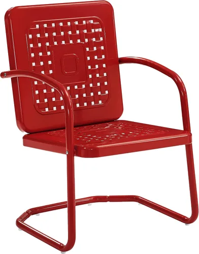 Miniatura 13 de Crosley Furniture Bates - Juego de 2 sillas para exteriores, sillas de patio de metal retro para comedor, porche, terraza, balcón, color rojo
