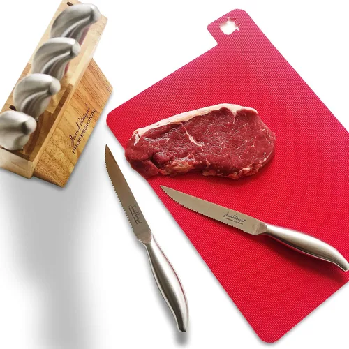 Miniatura 3 de Jean-Patrique Juego de cuchillos de cocina con bloque – Juego de 6 cuchillos de acero inoxidable con soporte de madera – Aptos para lavavajillas