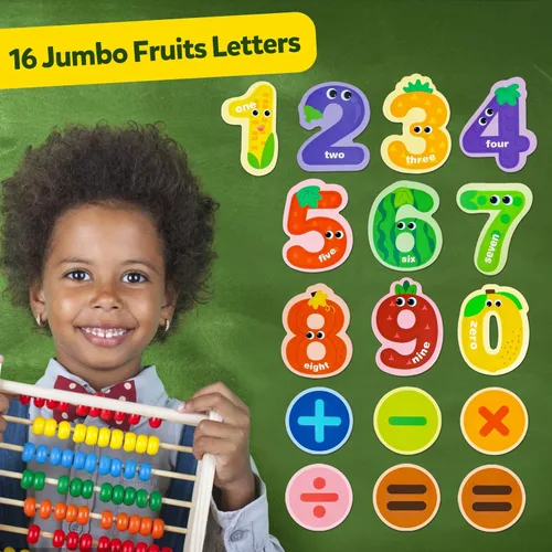 Miniatura 2 de JCREN Imanes de nevera con números magnéticos jumbo, con forma de fruta colorida, número de matemáticas, juego de juguetes de aprendizaje