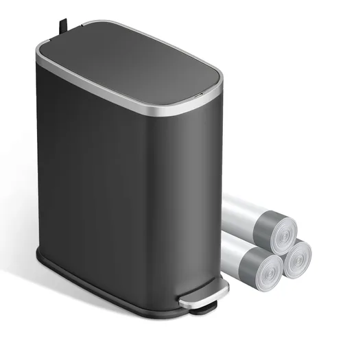 Miniatura 9 de KUK Cubo de basura delgado para baño con tapa, 2.6 galones (10 L) cubo de basura pequeño de acero inoxidable con pedal y cubo interior extraíble