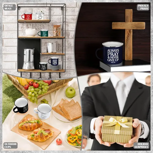 Miniatura 6 de Mifoci Tazas de café esmaltadas cristianas para el Día de la Madre, tazas de café inspiradoras con asa, versículo de la Biblia, tazas de campamento