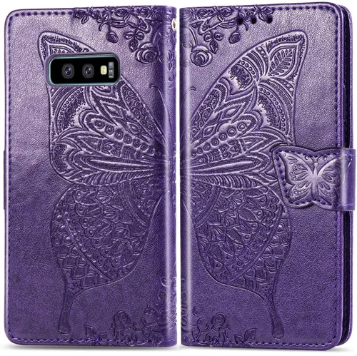 Miniatura 4 de Funda protectora de piel sintética para Samsung Galaxy S10e, con tapa para mujer, con correa para la muñeca, ranuras para tarjetas, bolsillo