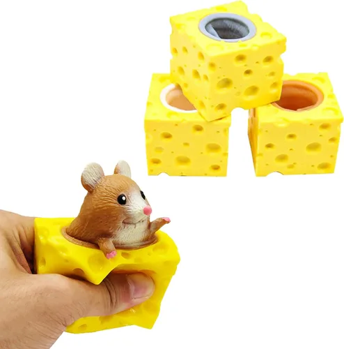 Juguete para Apretar de Ratón de Queso Divertidos Juguetes Fidget 3 Piezas para Alivio del Estrés Ansiedad Tensión Regalo Sensorial Recuerdo de