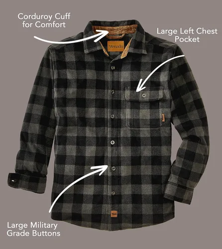 Miniatura 5 de Venado Camisas a cuadros para hombre Camisa pesada de vellón a cuadros Suave