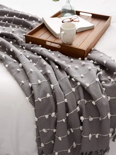 Miniatura 4 de DII - Colección de mantas tejidas con bucles, 50x60, gris