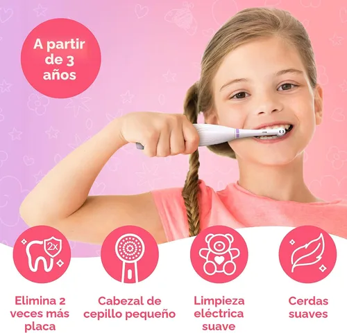 Miniatura 2 de Brusheez Juego de cepillos de dientes eléctricos para niños, seguro y eficaz para mayores de 3 años, probado y aprobado por los padres con cerdas