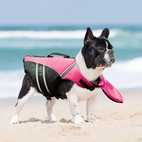 Miniatura 4 de Mklhgty Chaleco salvavidas para perros, chaleco salvavidas reflectante para perro con cuello extraíble, alta flotabilidad para nadar y navegar, Rosa