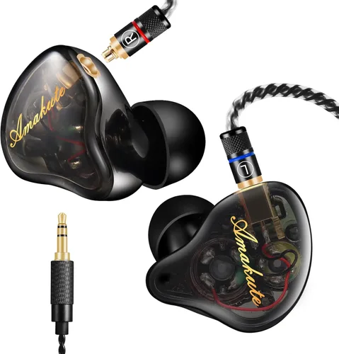 Miniatura 12 de Auriculares de Monitor In-Ear, Auriculares Estéreo HiFi IEM, Auriculares Dinámicos de Doble Driver Cableados con Cable Desmontable, Auriculares