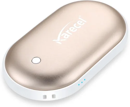 Karecel - Calentador de manos recargable, calentador de manos eléctrico de 5200 mAh de doble cara con calentamiento instantáneo, banco de energía,