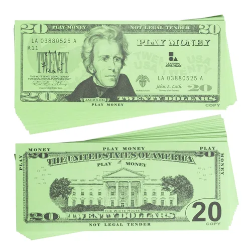 Miniatura 10 de LEARNING ADVANTAGE Billetes de juego de un dólar Juego de 100 Tamaño como efectivo real Dinero de juego para enseñar moneda y contar