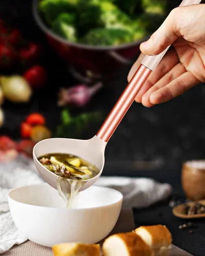 Miniatura 3 de Paquete de 2 Cucharones, Cucharón Grande de Silicona para Sopa, Utensilios de Cocina Antiadherentes con Alta Resistencia al Calor, Libres de BPA