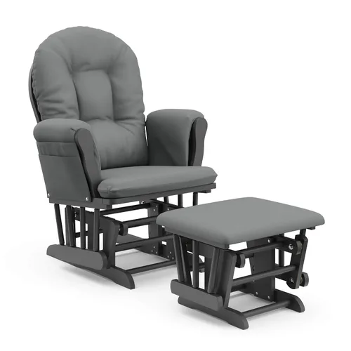 Miniatura 16 de Storkcraft Planeador de Aro Premium y Otomana (Chevron Blanco/Gris) — Planeador de Guardería con Certificado GREENGUARD Gold, Artesanía de Madera