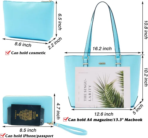 Miniatura 3 de Juego de bolsos y carteras para mujer, bolso de mano para el trabajo, bolso de hombro con asa superior y cartera a juego