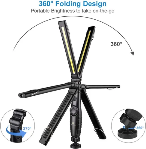 Miniatura 2 de Luz de Trabajo LED Magnética, Cable USB de 24", Capacidad de 3300mAh, Luces Indicadoras de 4 Niveles de Potencia, Base Giratoria de 360, Fuerza