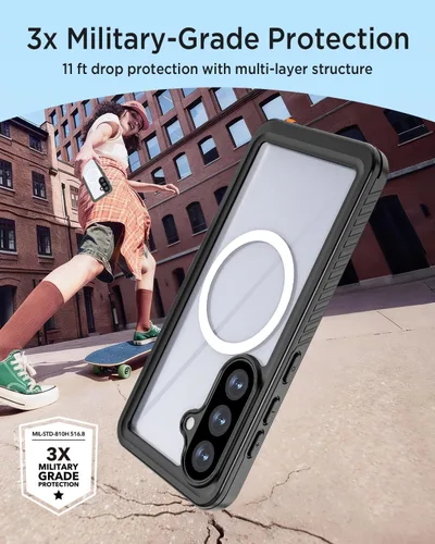 Miniatura 6 de Miimall Funda impermeable IP68 para Samsung Galaxy S26 Plus, compatible con MagSafe, Mil-Std 810G 360° protección de cuerpo completo resistente