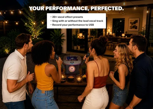 Miniatura 6 de Singing Machine Platinum Plus - Sistema de karaoke todo en uno con 2 micrófonos inalámbricos, Bluetooth/WiFi, altavoz de sonido portátil premium