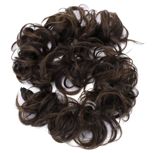 Miniatura 9 de CAISHA Postizo de Cabello, Envoltura de Cabello, Fibras Sintéticas Resistente al Calor, Rizado Desordenado, Recogido, Negro HW6