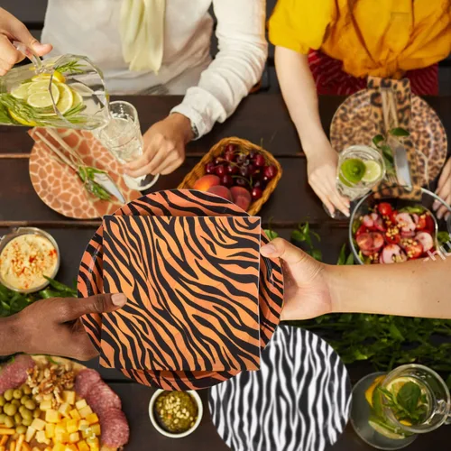 Miniatura 4 de Suministros de fiesta con estampado de animales del zoológico de la selva, platos de papel desechables y servilletas para fiesta de cumpleaños, baby
