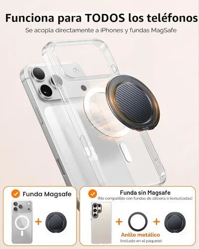 Miniatura 9 de andobil [2026 Ultra-delgado] Agarre magnético para teléfono MagSafe [rotación de 360°] Soporte magnético de anillo de teléfono celular y soporte
