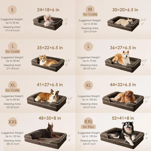 Miniatura 226 de EHEYCIGA – Cama ortopédica impermeable para perros pequeños, de espuma viscoelástica tipo caja de huevos, con bordes elevados y base antideslizante