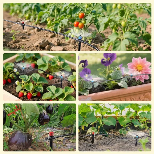 Miniatura 8 de Sistema de riego por goteo de 118 pies, sistema de riego de jardín, kit de riego por goteo de conexión rápida para invernadero de lecho elevado