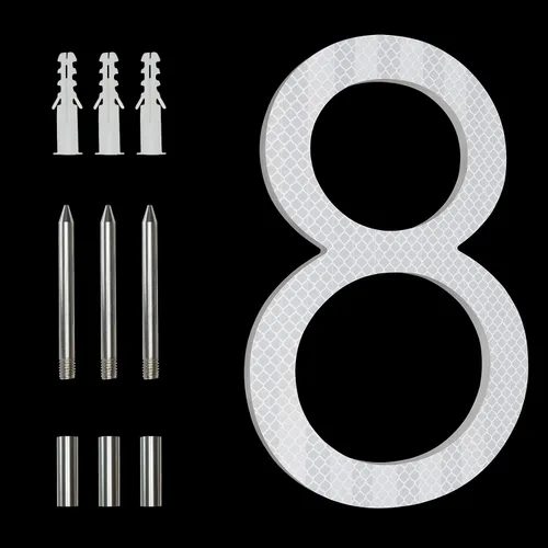 Miniatura 27 de Números Reflectantes de 8 Pulgadas para Dirección en Casa, Números de Casa Modernos de Metal Negro para Dirección en la Calle, Números de Casa