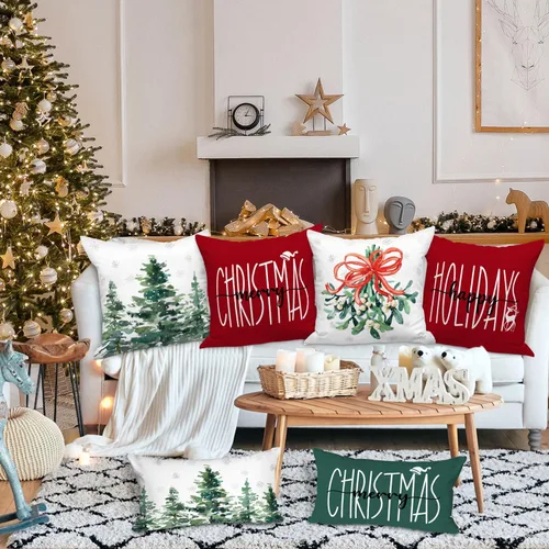 Miniatura 3 de Lanpn Juego de 4 fundas de almohada decorativas de Navidad de 16x16, funda de almohada decorativa para exteriores, bosque de invierno, funda