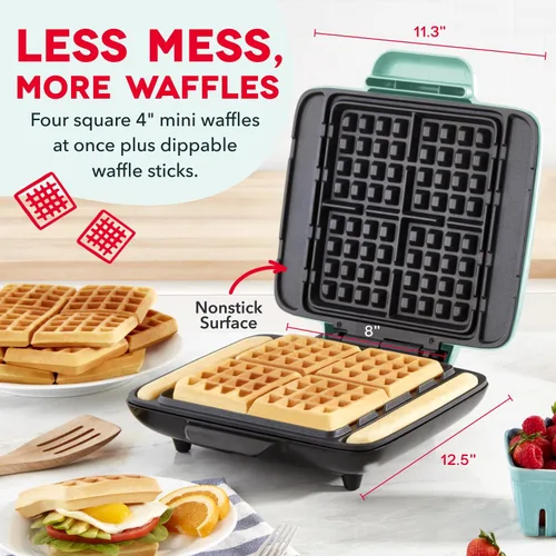 Miniatura 2 de DASH Miniwaflera sin goteo: Plancha para hacer wafles de 1200 W + máquina waflera para hacer wafles, papas hash brown, o cualquier desayuno