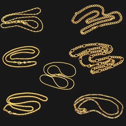 Miniatura 7 de Blulu - 24 piezas de collar de cadena chapado en plata u oro para suministros de fabricación de joyas y manualidades DIY, 24 pulg., Oro, Sin piedra