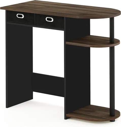 Miniatura 5 de Furinno Go Green Home - Escritorio para computadora portátil con 2 cajones, nogal Columbia/negro/marrón oscuro Nuez Columbia/Negro/Marrón Oscuro