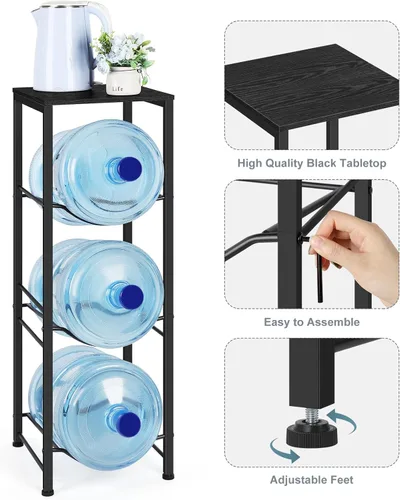 Miniatura 3 de OYEAL Organizador para botellas de agua de 5 galones con estantes, soporte dispensador de botellas de agua de 3 niveles para cocina, sala de estar