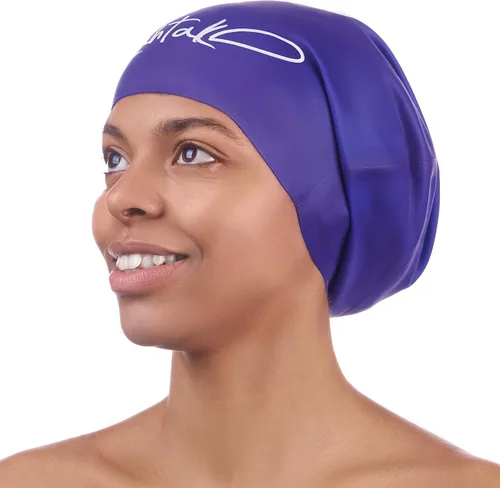 Miniatura 11 de Gorra de natación grande para cabello largo - Gorra de natación impermeable y duradera de silicona para trenzas, rastas, cabello ondulado, peinados