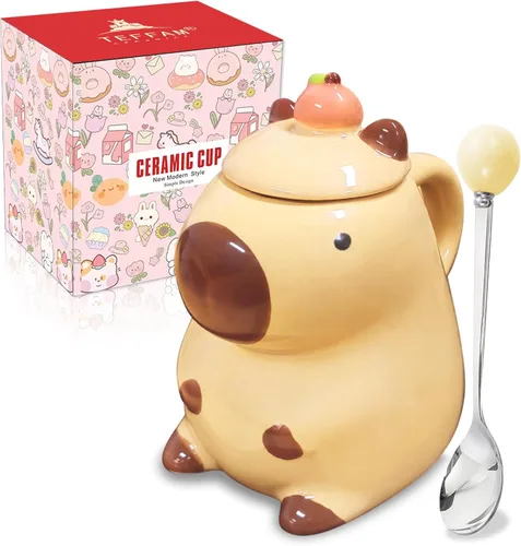 Miniatura 8 de Bonita taza de cerámica de vaca de Navidad, pintada a mano, novedosa taza de animales en 3D, tazas personalizadas de té de chocolate con leche