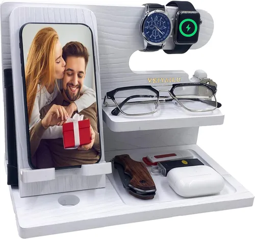 Miniatura 10 de VEIYAILU Regalos para hombres, novio, él, hermano, mesita de noche, organizador, regalos para papá de hija, hijo, estación de acoplamiento