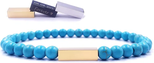 Miniatura 75 de Pulseras de cuentas personalizadas, Pulsera de piedras preciosas de 0.236 in, Pulsera grabada con láser, Pulsera de piedra natural, Pulseras unisex