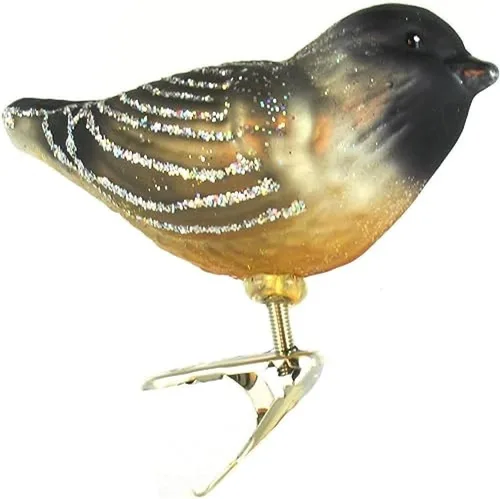 Old World Christmas Adornos: Colección Bird Watcher Adornos de vidrio soplado para el árbol de Navidad, Cherry Chickadee Rojo con detalles amarillos