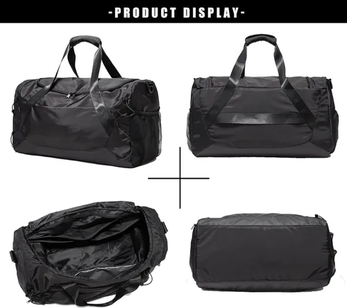 Miniatura 7 de Bolsa de gimnasio para mujeres y hombres, bolsa de lona para viajes con compartimento para zapatos y bolsillo húmedo, bolsa pequeña de mano