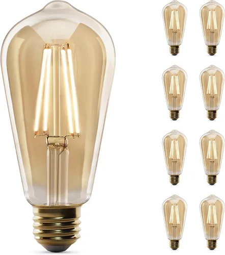 Feit Electric ST19 - Bombilla LED Edison vintage, equivalente a 60 W, regulable, luz cálida 2100 K, 400 lúmenes, bombillas de filamento recto de